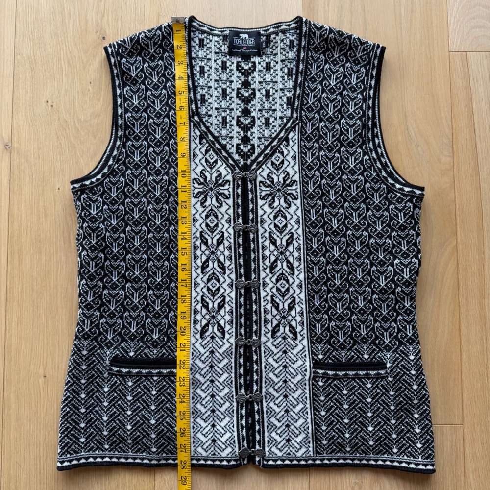 Norlender 100% Wool Black and White Patterned Women's Vest XXL - Picture 2 of 14